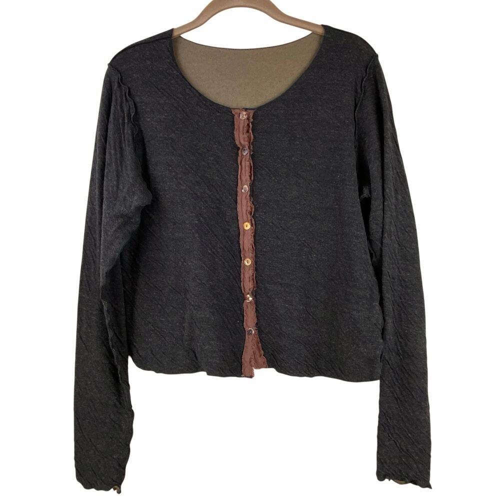 Cut Loose Art To Wear Jersey Knit Cardigan Size M Gritty Boho Raw Edges